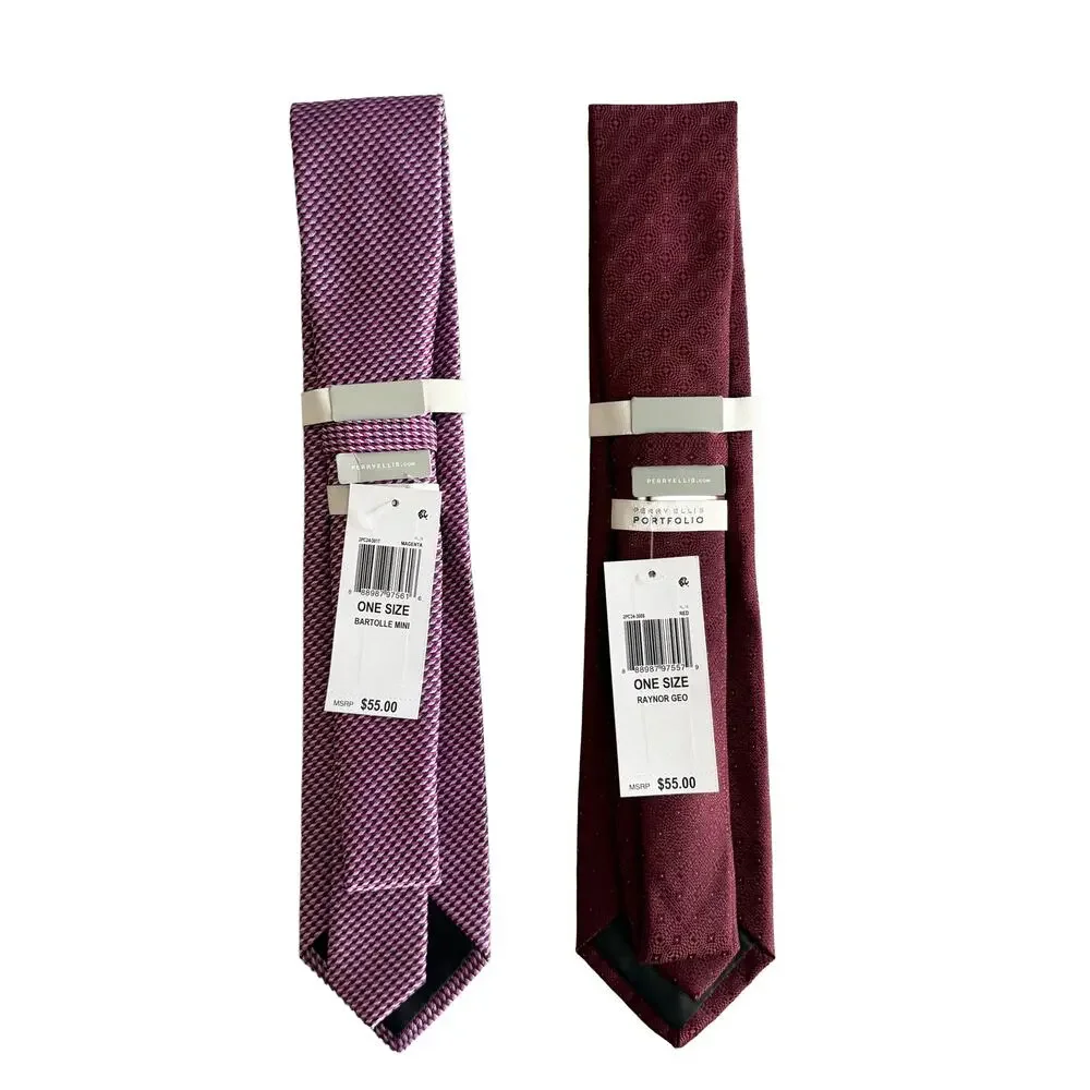 Perry Ellis Portfolio Ties Lot of 2 Men's Bartolle Mini & Raynir Geo NWT